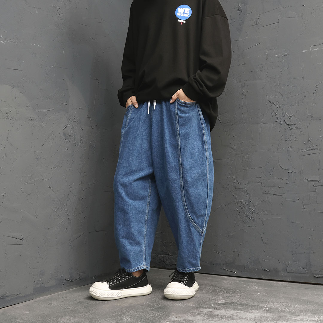 デニム・ジーパン Balloon wide fit denim pants indigo blue AGOLDE Blue balloon jeans in organic denim | TheDoubleF