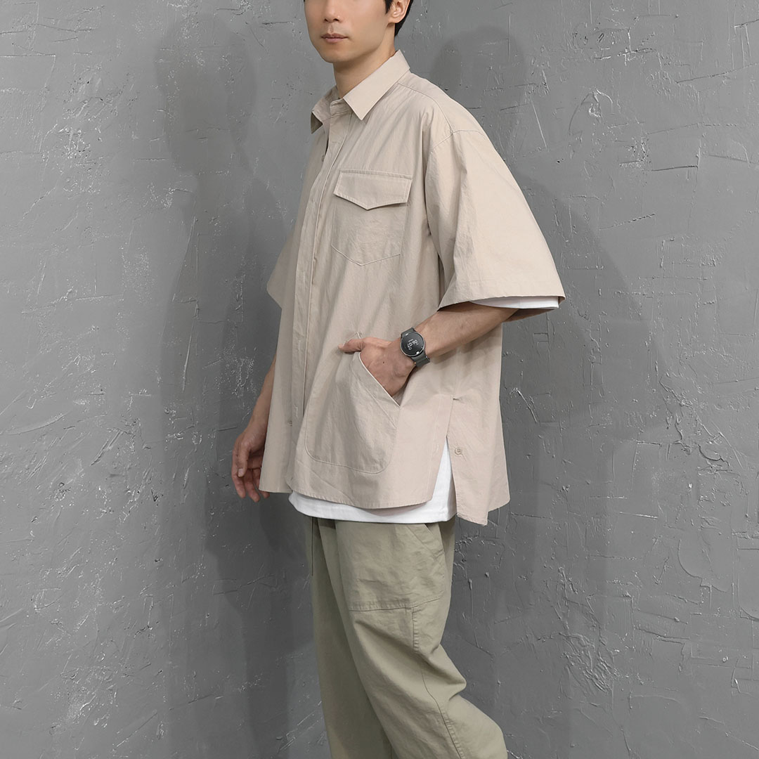 Splie Side Pocket Oversized Fit Short Sleeve Shirt 5346
