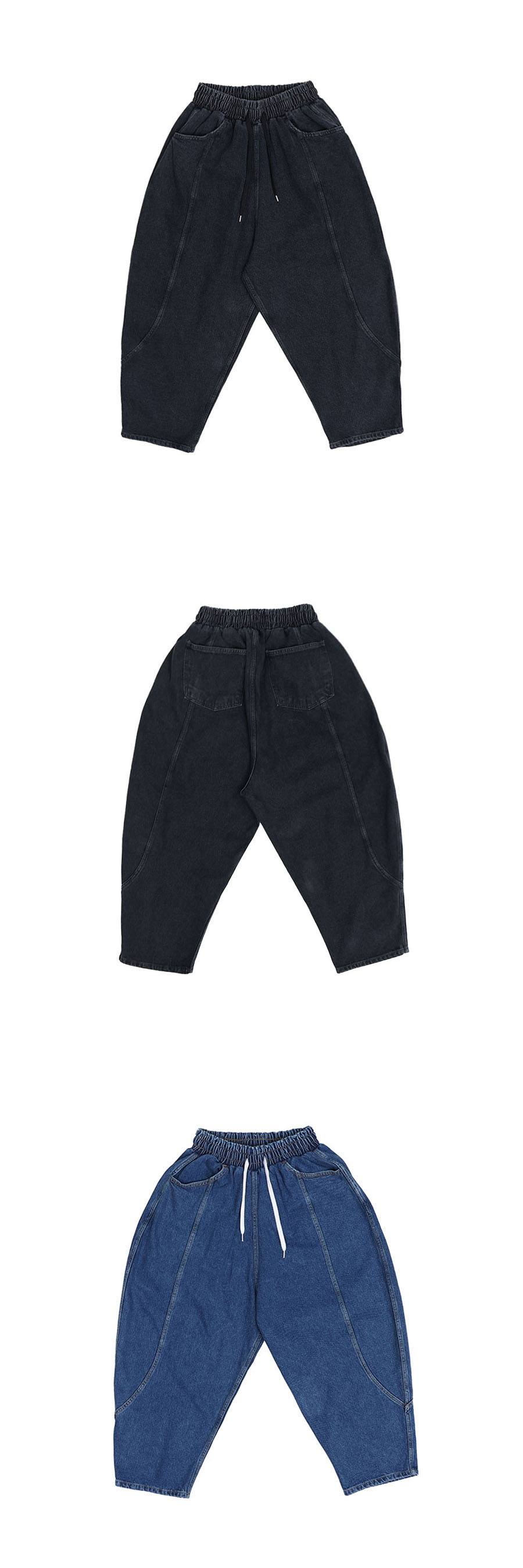 【BOK PLACE】No-Fade Balloon Wide-Fit Denim PT XL Size Wide Fit Balloon Baggy Denim Pants 4606 - Gentler