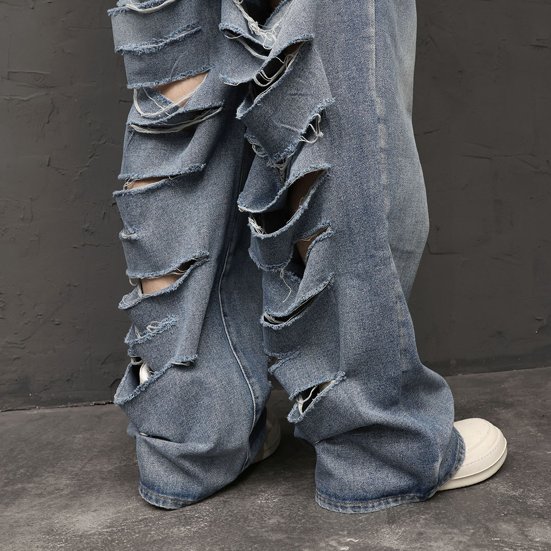 【U LAN】Denti Damage Brush Denim Pants U LAN】Denti Damage Brush Denim Pants