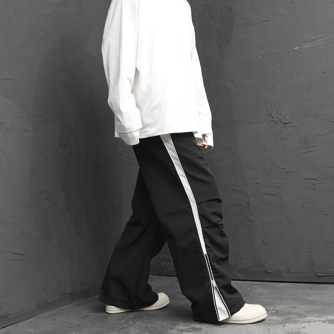 Wide Side Line Zippered Hem Sweatpants 4654 - Gentler