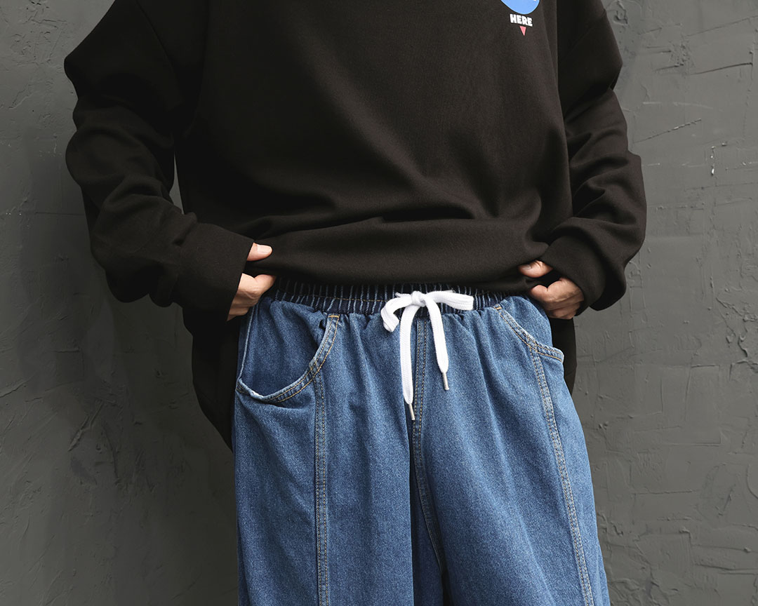 Wide Fit Balloon Baggy Denim Pants 4606 - Gentler