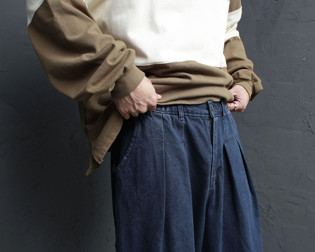 【WONDER WONDER】Crumb Washing Pocket Balloon Wide Pants Wide Pocket Balloon Denim Pants 4567 - Gentler